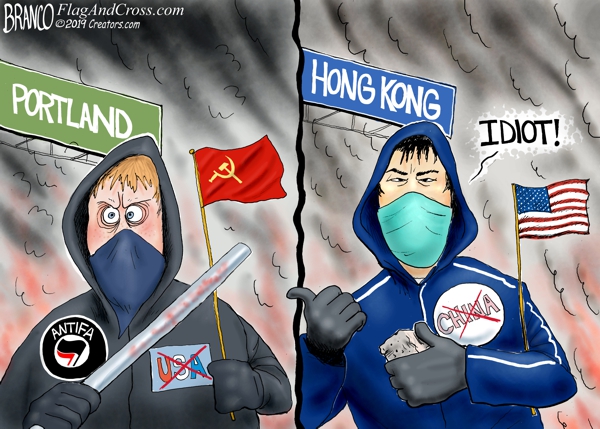 Portland Antifa and Honk Kong Protester