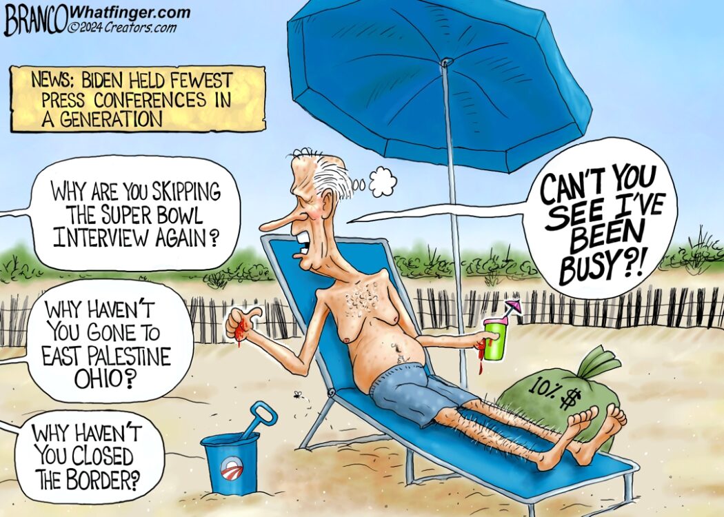 Biden on the Beach – Cartoon –
